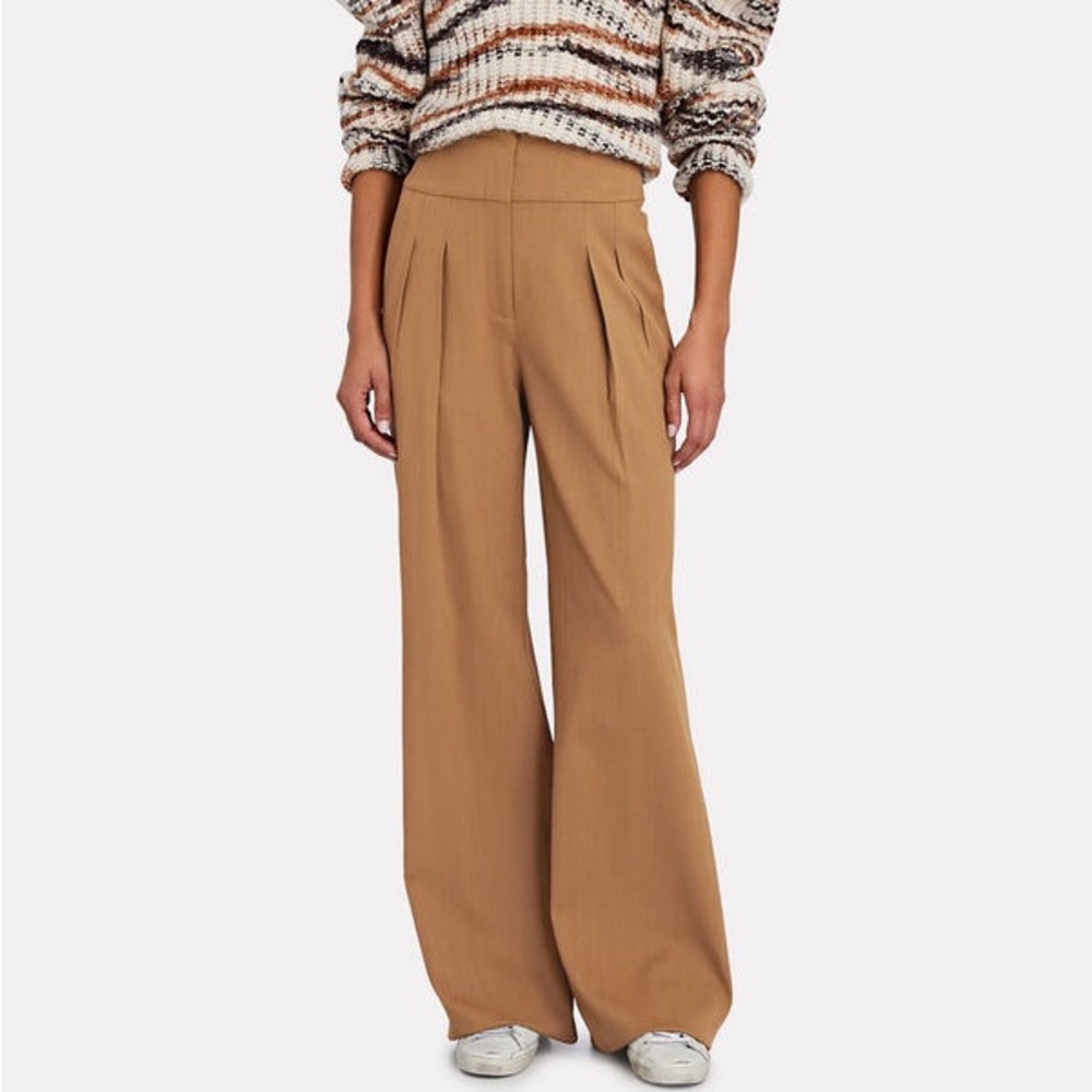 Intermix Collin Wide-Leg Trousers in Beige. Size 00.